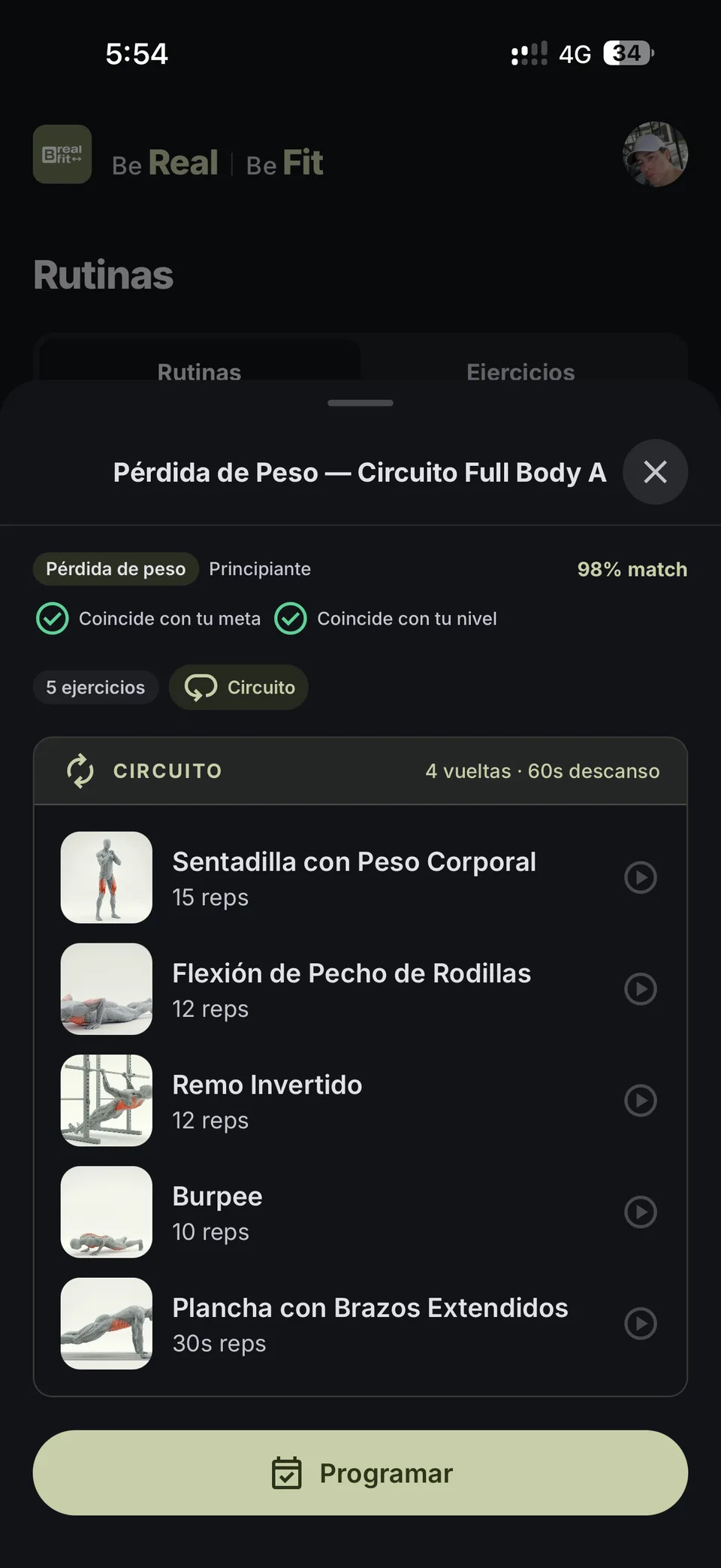 Ejercicios: Detalle de una rutina: el circuito y sus ejercicios